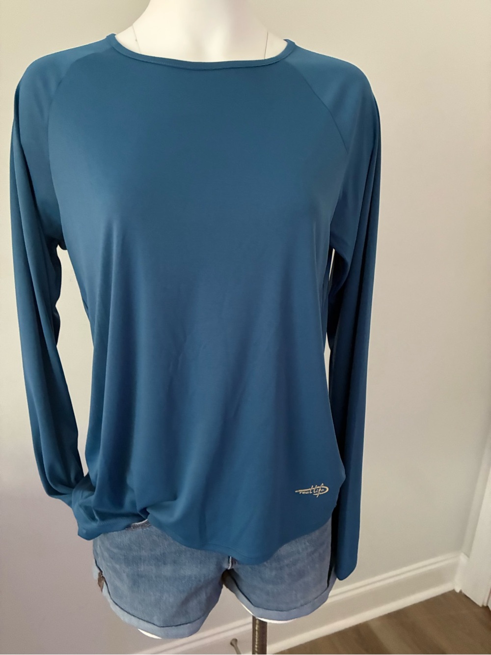 Women's Long-Sleeve Crewneck Top in Teal